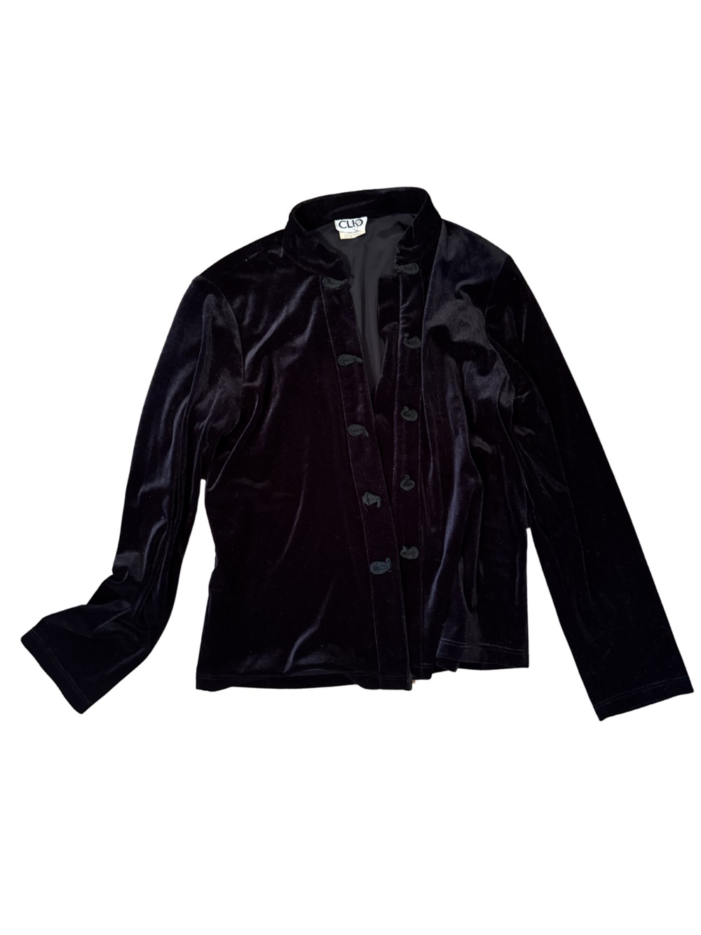 Rare Vintage Clio Black Velvet Button-Front Jacket